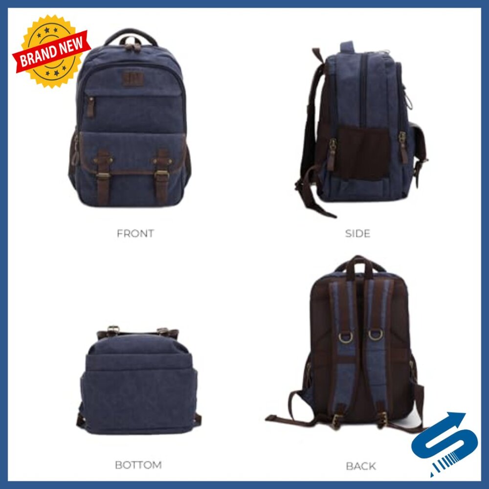 Durable Canvas Leather Backpack With Concealed Co… - image 6